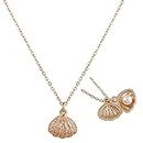 MEENAZ Pendant For Girls Women Ladies girlfriend Wife Moti Shell Pearl Necklace locket long chain Rose gold Shell Necklace diamond ad cz Pendants chains western Valentine gifts Birthday lovers -356