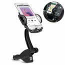 Cell Phone Holder With Dual USB Car Charger Fit For Car Cigarette Lighter Port 