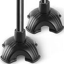 iWalk Cane Tip - Quad Replacement Pad for Walking Canes/Sticks - 3/4" Rubber Stable Four Point, Self Standing for Cane - Universal 4 Leg Accessory for Walking Stick (Black) (2)