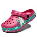 SECHRITE Kids Clogs Garden Shoes Boys Girls Water Slides Sandals Shoes Toddler Home Slippers Waterproof Beach Pool Shower Shoes Slip On Mules with Strap Cartoon Summer Slides Sandals Non-Slip Pink 27