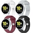 4 PACK Bands for Samsung Galaxy Watch 4 Band 40mm 44mm, Galaxy Watch 4 Classic 42mm 46mm, Galaxy Active 2 Band 40mm 44mm Women Men, 20mm Soft Silicone Sport Strap Replacement Wristbands for Galaxy Watch 4 / Active 2 (Black+WineRed+White+Gray)