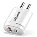 Veriro Wall Charger Adapter | 2 in 1 20W USB & Type-C Dual Output Super Fast Charger.