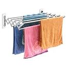 MaiHongda Wall Mounted Laundry Clothes Drying Rack Clothing Retractable Accordion Wall Hanger Collapsible Hanging Towel Holder for Laundry Bathroom(24" Standard Length)