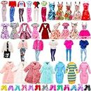 Barwa 25 Pcs Fashion Doll Clothes & Accessorie Including 5 Tops 5 Pants Casual Outfits 8 Dresses 1 Sweater 1 Coat 1 Jacket with 10 Shoes for 11.5 Inch Dolls