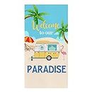 Findamy Summer Trip Kitchen Dish Towels - Microfiber Dish Towel - Absorbent Soft Dishcloth - Washable Kitchen Towels for Cleaning Dishes Set of 1, 18x28 inch Campervan Coconut Tree Flamingo Beach