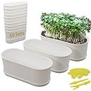 Window Box with Saucers 10 Sets Plastic Planters with Multiple Drainage Holes and Trays Flower Pots for Home Garden Succulents Modern Decorative Window Planter Box Gardening Pot Plant Container
