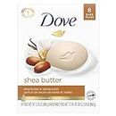 Dove Beauty Bar Skin Cleanser for Gentle Soft Skin Care Shea Butter More Moisturizing Than Bar Soap 3.75 oz 8 Bars