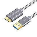 CableCreation USB 3.0 to Micro B Cable for External Hard Drive, 6.6 FT, Short USB 3.0 A to Micro B Cord, Compatible with Seagate External Hard Drive, HD Camera, Space Gray Aluminum