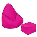 Loft 25 Kids Bean Bag Gamer Chair | Mobili resistenti all'acqua per bambini | Seduta BeanBag per all'aperto e interno | Design ergonomico (Bean Bag + Poggiapiedi, Cerise)