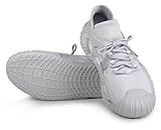 CASSIEY Men's Sport Shoes Breathable and Lightweight Upper Mesh Lace up Walking Sneakers Road Running Shoes Grey- 8 UK