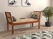 NISHA FURNITURE Solid Sheesham Wood Seater Sofa Set with Grey Cushions for Living Room Furniture, Seater Sofa for Office & Lounge Furniture (Grey - Natural Teak, Love Sofa)
