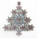 Christmas Tree Rhinestone Brooches Crystal Holiday Tree Brooch Pins for Women