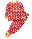 Nino Bambino 100% Organic Cotton Round Neck Printed Long Sleeves T-Shirt and Pyjama Set for Kids (18-24 Months, Red)