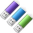 KOOTION Chiavetta USB 3 Piezas, USB 2.0 Pen Drive 128GB Piccolo e Leggero Pennetta USB con indicatore LED Penna USB Set Para Ordenador/TV/Coche/Player, ect (Multi-Colores, 128GB)