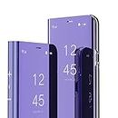 KBIKO-zxl Compatible avec iPhone 14 Pro Max Coque, Miroir Smart View Makeup Etui Stand Protecteur Housse Coque Etui à Rabat Coque pour iPhone 14 Pro Max 6.7" Flip Mirror Purple QH