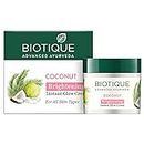 Biotique Coconut Brightening Instant Glow Cream| Lightweight and Non-Greasy | Reduces Dark Spots and Protects Ageing | Nourished and Moisturized Skin |100% Botanical Extracts| All Skin Types | 50gm