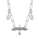 Katia Designs 'I Am' Bird Pendant Necklace – Spiritual Elegance & Self-Expression, Layered Boho Style, Silver Finish