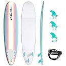 WAVESTORM Classic Soft Top Foam 8ft Surfboard Surfboard for Beginners and All Surfing Levels Complete Board Set Including Accessories Leash and Fins,Burst,8 Feet x 22.5 Inch x 3.25 Inch