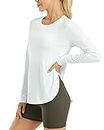 G4Free Women's UPF 50+ UV Shirts Long Sleeve Workout Sun Shirt Outdoor Gym Hiking Tops Quick Dry Lightweight White