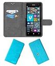 ACM Rotating Clip Flip Case Compatible with Nokia Lumia 625 Mobile Cover Stand Sky Blue