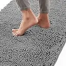 Gorilla Grip Bath Rug 24x17, Thick Soft Absorbent Chenille, Rubber Backing Quick Dry Microfiber Mats, Machine Washable Rugs for Shower Floor, Bathroom Runner Bathmat Accessories Decor, Grey