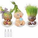 CLOUDEMO 3Pcs Grass Head Doll Plant with Trays & Spray Bottles - Grow Your Own Hairy Forest Elf Kits - Educational Craft Kit - Home Garden Decor - Cultivate Children’s Planting Ability