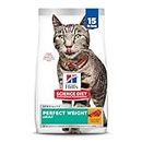 Hill's Science Diet Dry Cat Food, Adult, Perfect Weight for Healthy Weight & Weight Management, Chicken Recipe, 15 Lb Bag