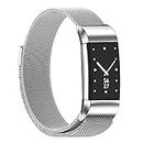 Wongeto Compatible with Fitbit Charge 2 Strap, Adjustable Stainless Steel Metal Mesh Replacement Wristband Straps with Unique Magnet Lock for Fitbit Charge 2 Men Women (Sliver)