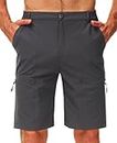 Libin Men's Lightweight Hiking Shorts Stretch Quick Dry Cargo Shorts, UPF 50, Water Resistant, Grey S