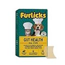 Furlicks Gut Health Supplement for Dogs & Cats | Probiotics, Protease, Lipase for Improved Digestion, Enhanced Immunity, Healthy Gut Flora & Diarrhea & Bowel Support (30 Oral Dissolving Strips)
