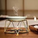 Violetpos Stilvoll Romantisch Ceramic Aroma Lamp Aroma Diffuser Tealight Candle Holder Oil Burner-Gold
