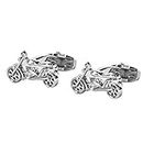 Shining Jewel Designer Stylish Street Bike Motorcycle Cruiser Accessories Silver Rodium Plated Cufflinks for Men