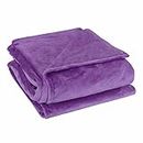 sourcing map Soft Warm Fleece Blanket Throw Rug Plain Plush Flannel Solid Sofa Bed Blankets Dark Purple 150 x 200cm