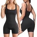 Jetjoy Ribbed Jumpsuit Shorts Unitards for Women Yoga One Piece Jumpsuits Workout Seamless Scrunch Butt Bodycon Summer All In One Fitness Bodysuit