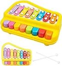 Ruhani Baby Piano Xylophone Toy for Toddlers 1-3 Years Old, 8 Multicolored Key Keyboard Xylophone Piano, Preschool Educational Musical Learning Instruments Toy for Baby Kids Girls Boys (Big)