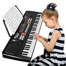 M SANMERSEN Kids Piano, Keyboard Piano 61 Keys Pianos Keyboards with LED Display Microphone Dual Speakers AUX-in Jack Music Book Bracket Piano Toys for 3-12 Years Old Boys Girls
