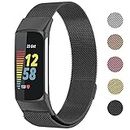 Metal Mesh Loop Bands for Fitbit Charge 5 Band for Women Men, Adjustable Stainless Steel Wristbands Replacement Straps for Charge 5 Activity Tracker