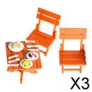 3X Jeu de chaises de table de plage miniature pour la décoration de maison de