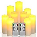Bougies à LED de Da by, Ensemble de 9 Bougies à Piles LED Candles (1 - H 22 cm, 1 - H20 cm, 1 - H18 cm, 2-H16cm, 2-H14cm, 2-H13cm).