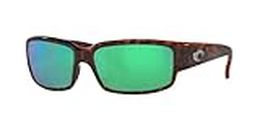Costa Del Mar Caballito 6S9025 - Occhiali da sole rettangolari da uomo + BUNDLE con kit di occhiali iWear, 10 tartaruga/specchio verde 580g polarizzati