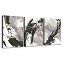 Black and White Abstract Painting 3 Piece Canvas Wall Art Picture Poster Home De