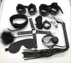 11 pz set bondage giocattolo erotico BDSM manette per coppie pelle nero 