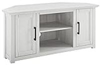 Crosley Furniture Camden 48-inch Corner TV Stand with Open Storage, Whitewash