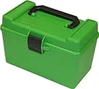 MTM 50 Round Deluxe Handled Rifle Ammo Case .22-250, 308 Win, 45-70 (Green)
