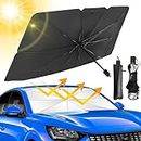 Tiyafuro (57.5''X31.5'') Windshield Sun Shade Umbrella, Foldable Front Window Sunshade Umbrella for UV Ray Block & Heat Protection, Automotive Sunshades Fit Most Vehicles Accessories