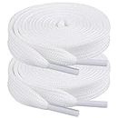 Booyckiy [2 Pairs] Flat Shoe Laces for Sneaker, 2/5" Wide Shoelaces Off White 31 inch(80cm)