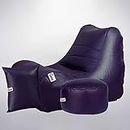 Gold Filled with Beans Gaming Chair Sofa Bean Bag with Footrest and Cushion (Purple) (XXXL)