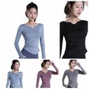 V-Neck Yoga Tops Long Sleeve Yoga Clothes Fitness Long Sleeved Top  Sport Wear