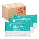 Reynard Health Supplies Bath in Bed Body Wipes, Rinse-Free, Microwaveable, Unperfumed, Suitable for Sensitive Skin, White, XL, 33 x 23 cm, (8 Wipes, Soft Pack), 24 Packs, 192 Count (Pack of 1)