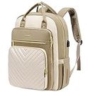 LOVEVOOK 15.6 Inch Laptop Backpack for Women,Large Capacity Work Backpack Purse for Women,Waterproof Travel Day Pack for Teacher Nurse,Khaki-Beige